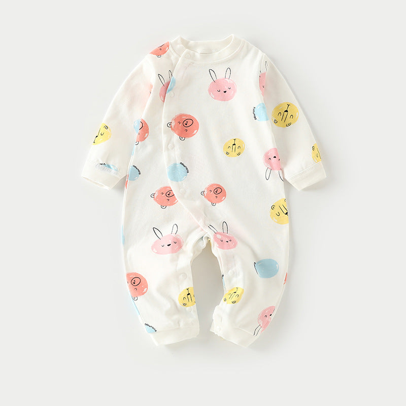 Wholesale baby rompers - spring/autumn pure cotton newborn long sleeve crawling suit 0-2 years old sleepwear baby onesie autumn outfit