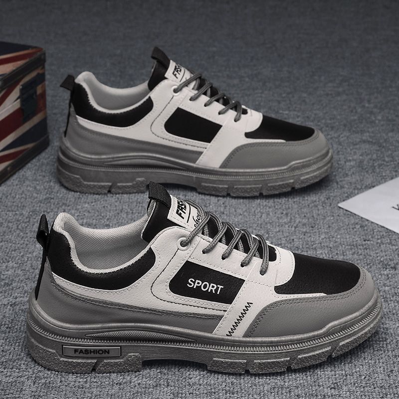 Men's spring breathable 2025 new trendy versatile casual skate shoes, men's low-top workwear leather martin boots