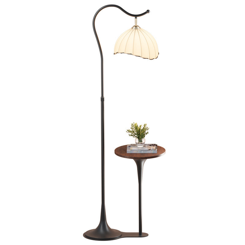 American retro double pillar floor lamp - creative study, living room, sofa side, walnut coffee table with storage shelf floor lamp