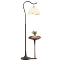 American retro double pillar floor lamp - creative study, living room, sofa side, walnut coffee table with storage shelf floor lamp