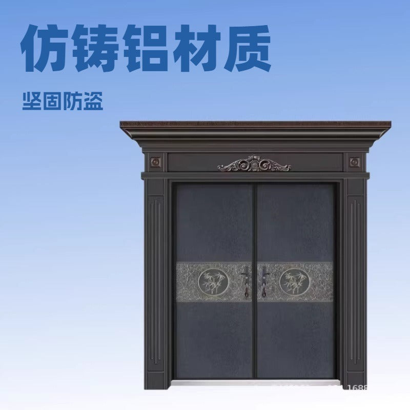 Rural self-built house imitation cast aluminum villa door entrance door zinc alloy double door anti-theft entrance door hall door