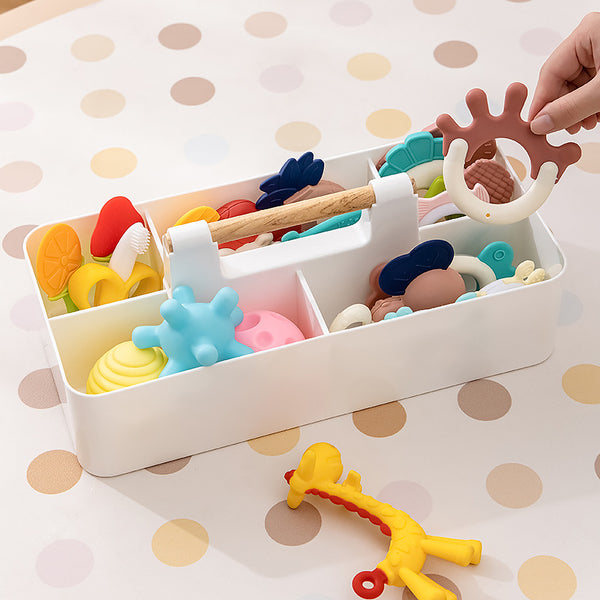 Portable and convenient baby diapers bottle storage box household multi-grid baby care toiletries finishing box