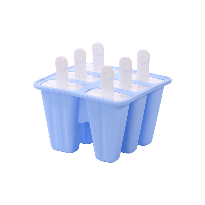 ice cream mold 6 grids with pp stick new children's silicone ice grid DIY ice cream mold ice box