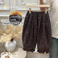 Girls' fall/winter fleece-lined casual pants, baby girl autumn fashion, korean style kids' trousers, trendy outerwear pants for children
