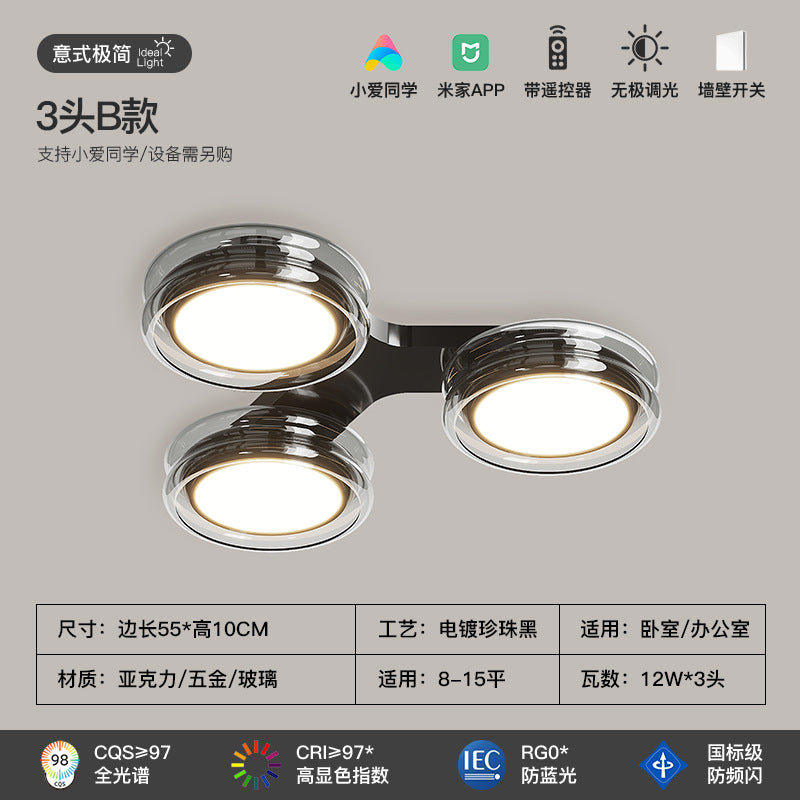 Living room ceiling light modern simple atmosphere soot glass Italian light luxury creative high-end dining room bedroom lighting