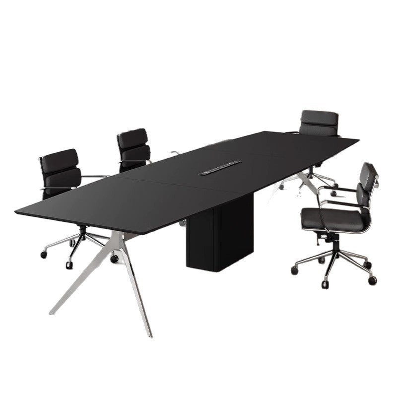 Conference table - minimalist modern office desk, conference room table and chair set, office furniture, large rectangular negotiation and training table