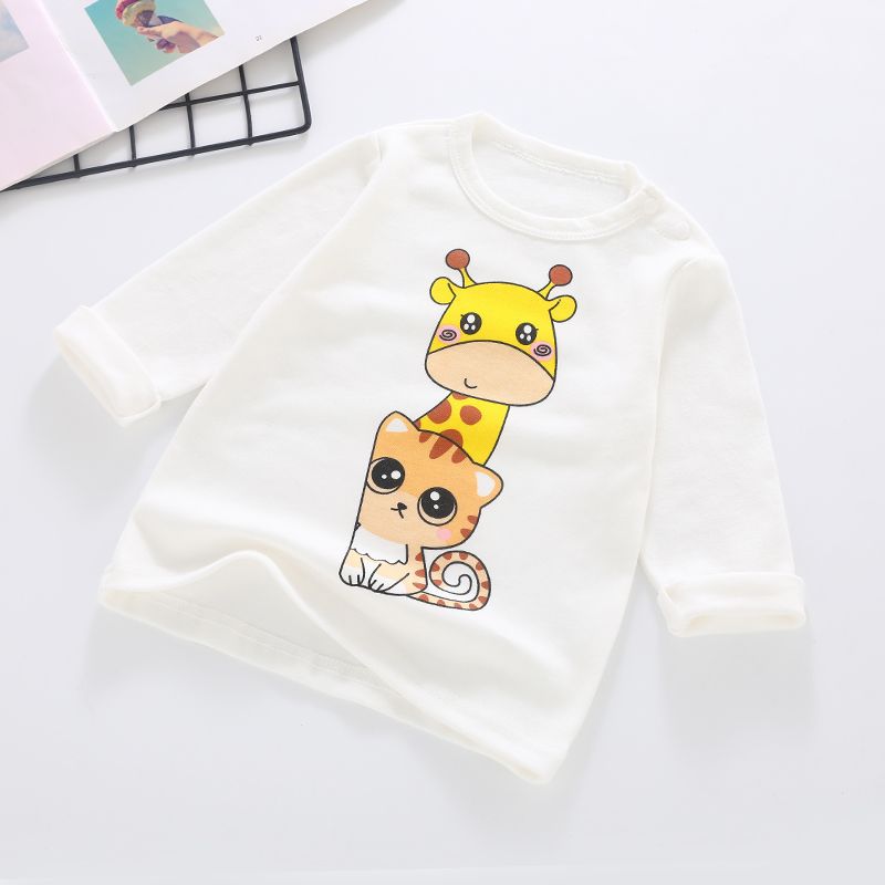 Baby's pure cotton t-shirt, new spring and autumn collection, infant cartoon top, unisex baby single piece, baby long sleeve