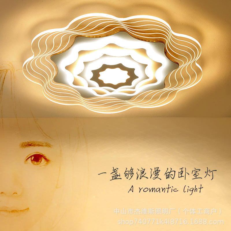Modern minimalist wavy lotus ceiling light - gold trim, irregular cloud design - perfect for living rooms, master & guest bedrooms