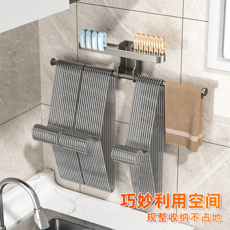 Put drying racks, storage racks, non-punching wall-mounted finishing racks, household balconies, clips, multifunctional hook rods