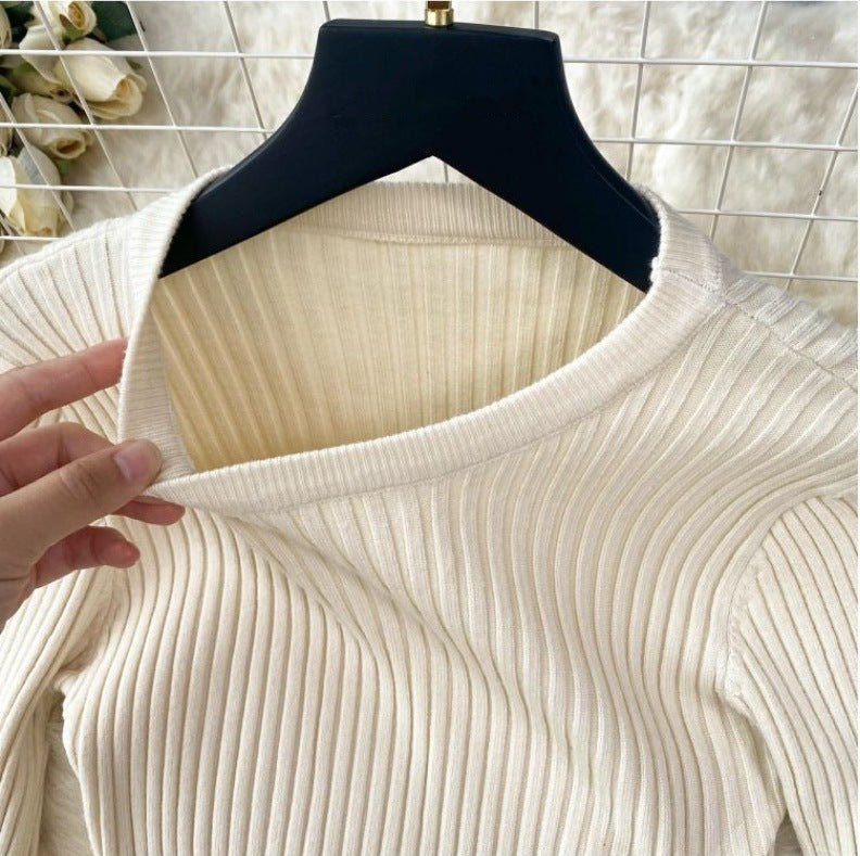 Vintage chic french tea dress: drawstring tie, unique design, slim waist, fishtail knit dress for women