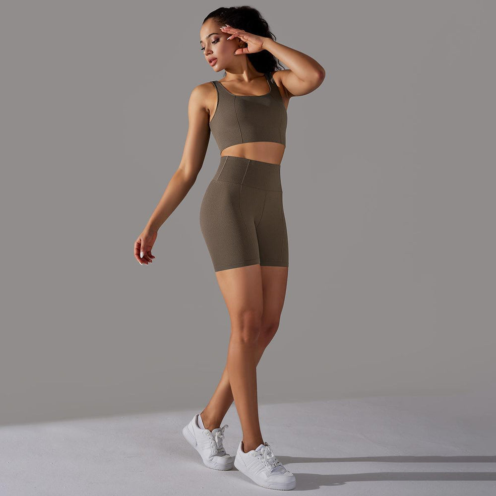 new arrival seamless jacquard knitting yoga wear breathable tight sports suit high waist hip lifting running fitness wear