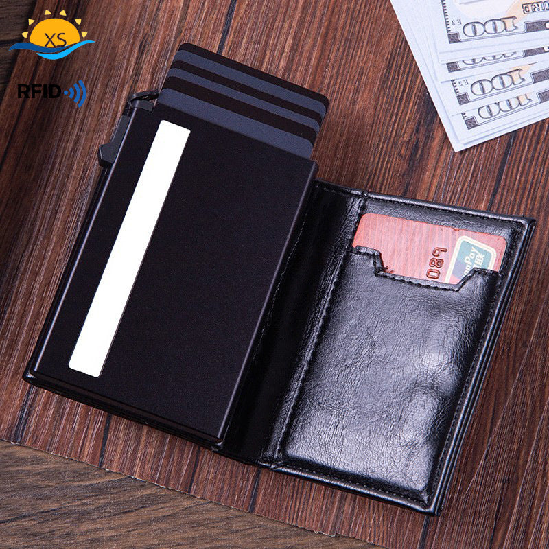 Manufacturer wholesale anti-theft swipe card bag popular card clip wallet RFID function aluminum alloy automatic pop-up card box