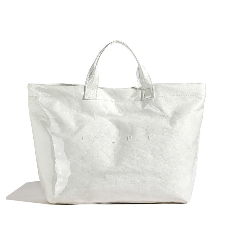 Customized washed composite DuPont paper bag Customized kraft paper tote bag Textured waterproof handbag Environmental protection bag tide