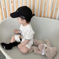 Newborn infant summer lightweight short-sleeve romper - baby boy & girl crawling suit with pocket - bear design onesie