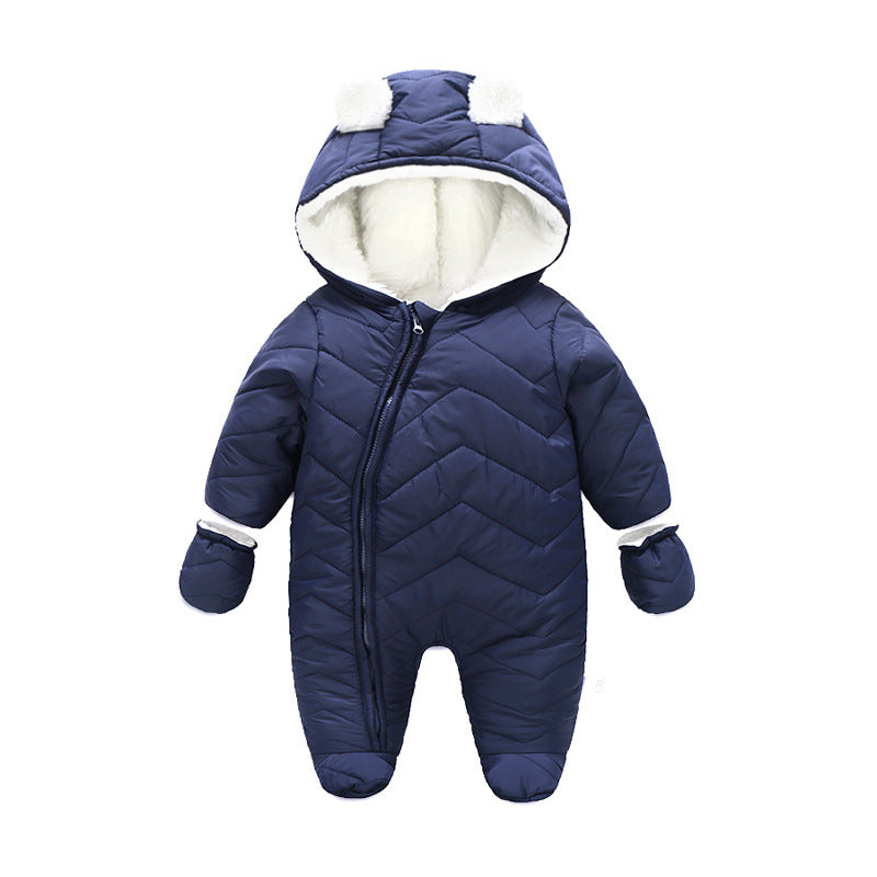 Baby clothes baby onesie winter outwear  bear men's and women's long romper baby clothes ins hooded