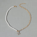Wholesale korean-style necklace: trendy ins jewelry for autumn/winter. versatile, diamond-studded butterfly pearl sweater necklace with a chic, chanel-inspired design for women
