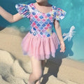 Ins style baby girl swimsuit cute cartoon one-piece mermaid princess dress swimwear toddler swim suit