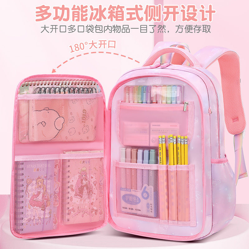 Kulomie 24 new primary school Korean version of the school bag for girls ultra-light load reduction ridge backpack 1-3-6 grade
