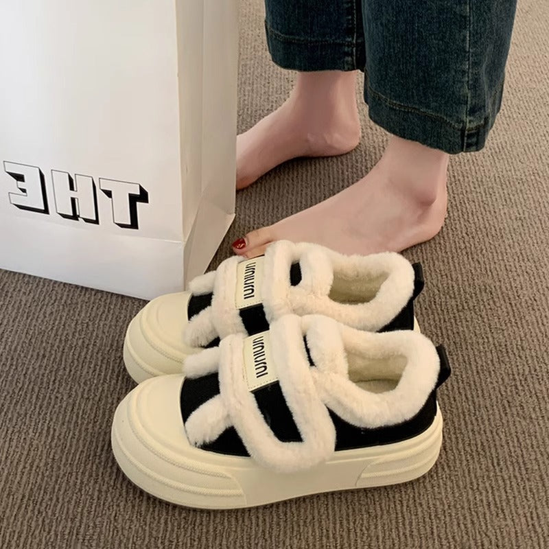 Best sellingthick solevelcro cotton shoes winter 2026new arrivalfleece-linedthickened fur shoes heattechplatform shoes for women