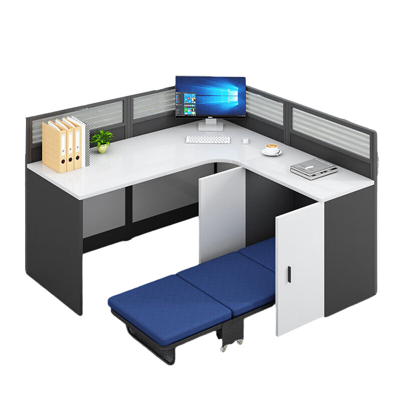 Saint li staff desk employee slot with lunch break foldable bed booth computer desk and chair combination