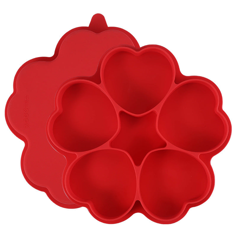 spot 5-link heart-shaped silicone meat filling mold with silicone cover hamburger patty ice tray jelly food supplement mold