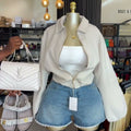 European and american cross-border women's fashion:  summer new arrivals - trendy, loose-fit, turn-down collar, versatile solid color cropped jacket/top