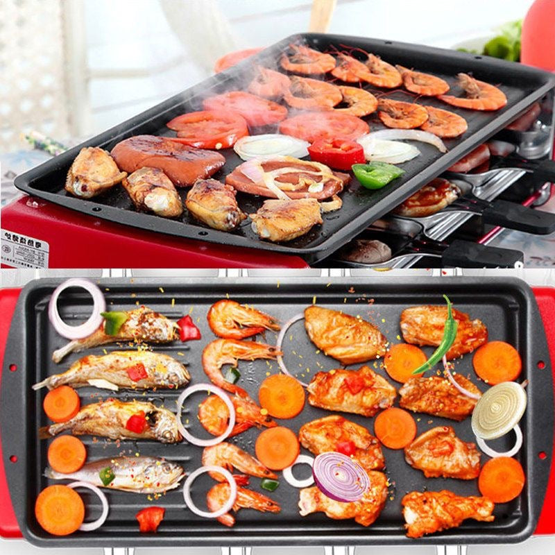 Household outdoor rectangular thickened frying pan non-stick baking pan barbecue plate in stock wholesale barbecue tools supplies accessories