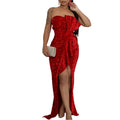 C8651 new arrival: european and american style  chic off-the-shoulder sexy slim-fit long sleeve sequin maxi dress