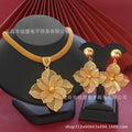 Middle eastern dubai indian luxury double layer four-leaf clover pendant necklace and earrings jewelry wedding party