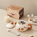 Cute cartoon bear mug with lid - ceramic cup, perfect birthday gift for her, high-value and meaningful souvenir