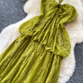 French chic lace cami dress - women's summer elegant high-waisted a-line maxi dress - vacation style