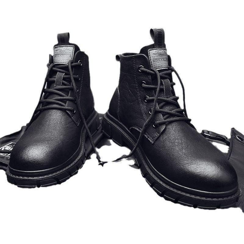 Boots for men 2025 mid-top men's new arrival trendy men's shoes british style workwear leather boots men's high-top leather shoes winter