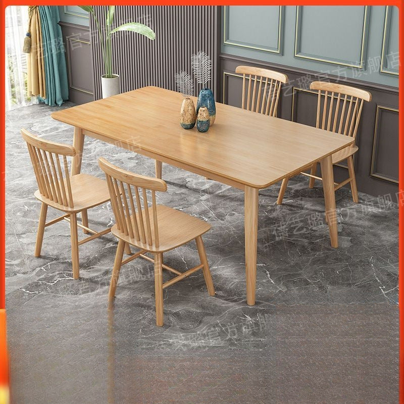 Nordic solid wood dining table modern casualaccessible luxury rectangular japanese table and chair combination dining table for home small apartment