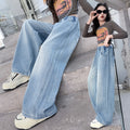 Girls' light wash denim wide leg pants - spring  new collection - stylish kids' and big girls' straight leg trousers - spring/autumn style