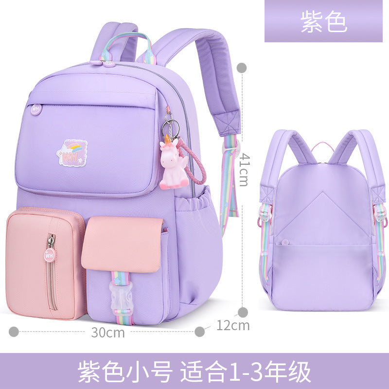 New 2023 primary school schoolbag for girls in grades 1 to 6 Cartoon children's spine care and burden reduction backpack