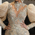european and american cross-border new  dress v neck feather princess dress gold long mesh evening dress
