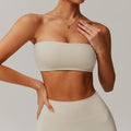 All-in-one seamless sports bra - anti-exposure bandeau top, perfect for layering, workout base layer, tight-fitting yoga top - model 8075