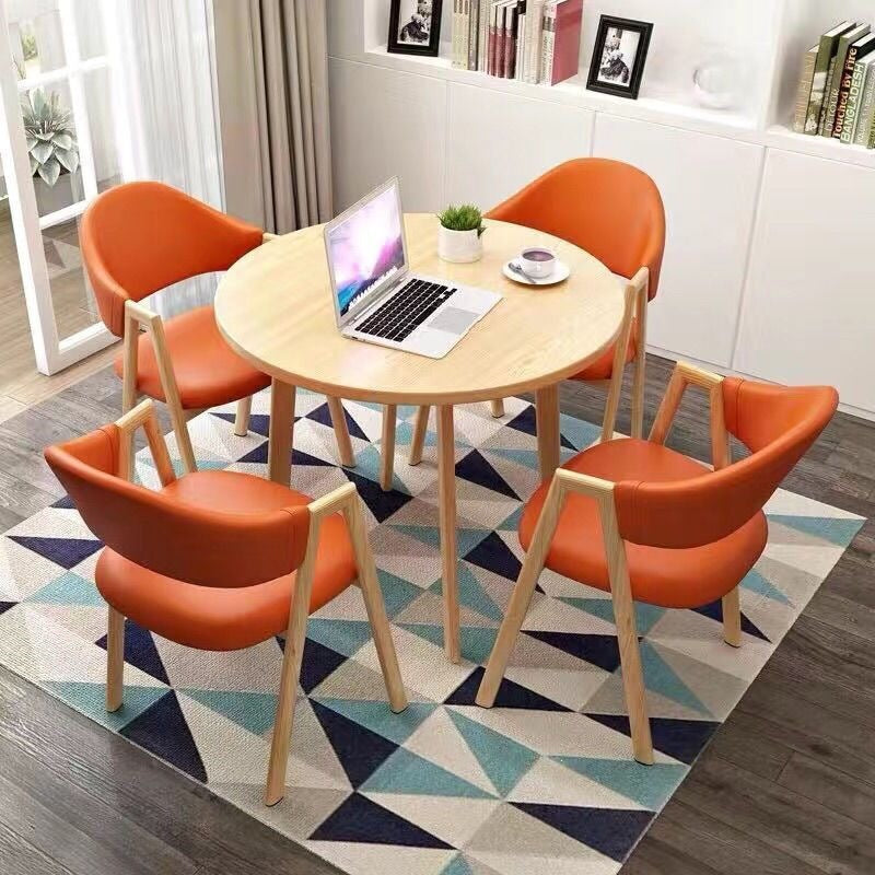 A brief discussion on table and chair combination coffee shop milk tea shop round table office casual small apartment dining table scandinavianfor home