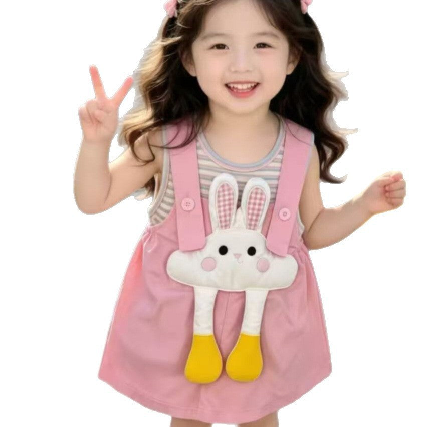 Girls' summer outfits : new, stylish and chic baby overalls dress, trendy short-sleeve girls' clothing