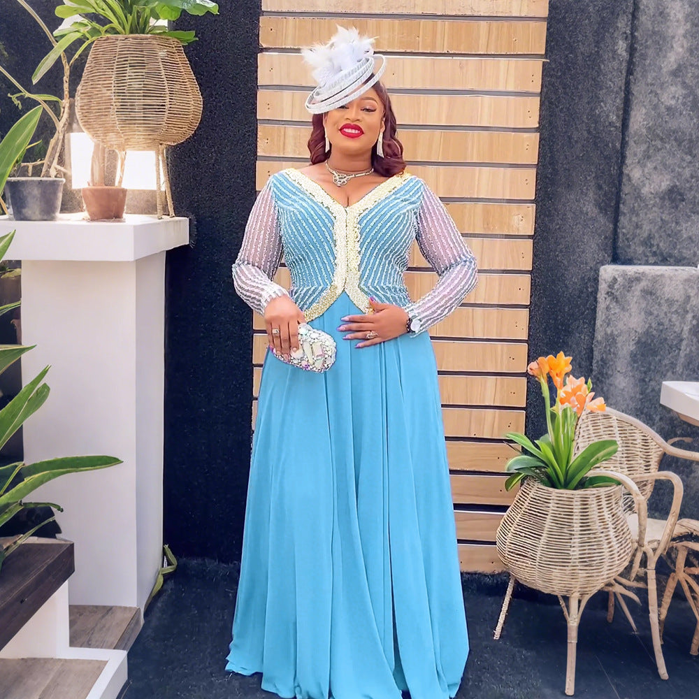 Aliexpress dress african plus size women's clothing cross-border export fashion autumn new elegant halloween costume