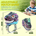 popular colorful mechanical dinosaur head sound and light children's interactive walkie-talkie flash music overlord wrist toy