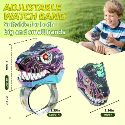 popular colorful mechanical dinosaur head sound and light children's interactive walkie-talkie flash music overlord wrist toy