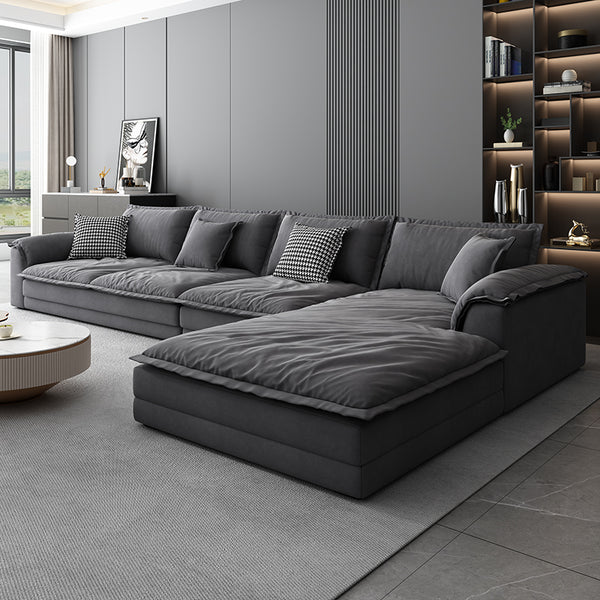 Italian minimalist light luxury matte fleece leave-in fabric sofa living room modern simple down latex Internet celebrities sit deep