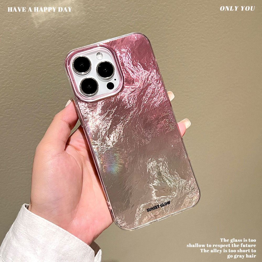 Girly pink sunset phone case for apple 16 pro max, anti-drop iphone 17 fashion protective cover