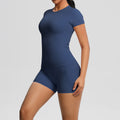New arrival cross-border fashionpure color double-sided nylon brushed short-sleeved yoga suit sports running fitness two-piece set