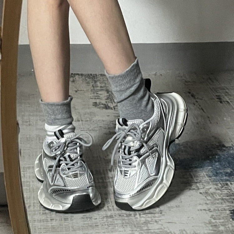 Dad shoes women's shoes 2026new arrivalsummereasiest for match show feet small silver best sellingthick sole lightweight casual sneakers
