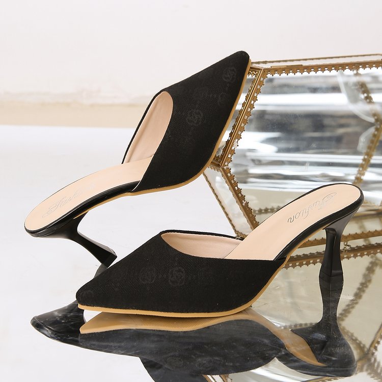 2024 spring new arrival: british style plus size pointed-toe printed high heel casual sandals for women - perfect for cross-border e-commerce