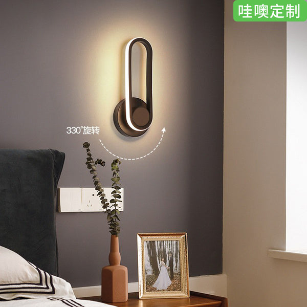 [Wow] wall lamp bedroom bedside led modern simple stairs living room background rotatable aisle wall lamp