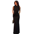 European and american export women's clothing  summer new fashion ruched sexy backless round neck sleeveless bodycon dress