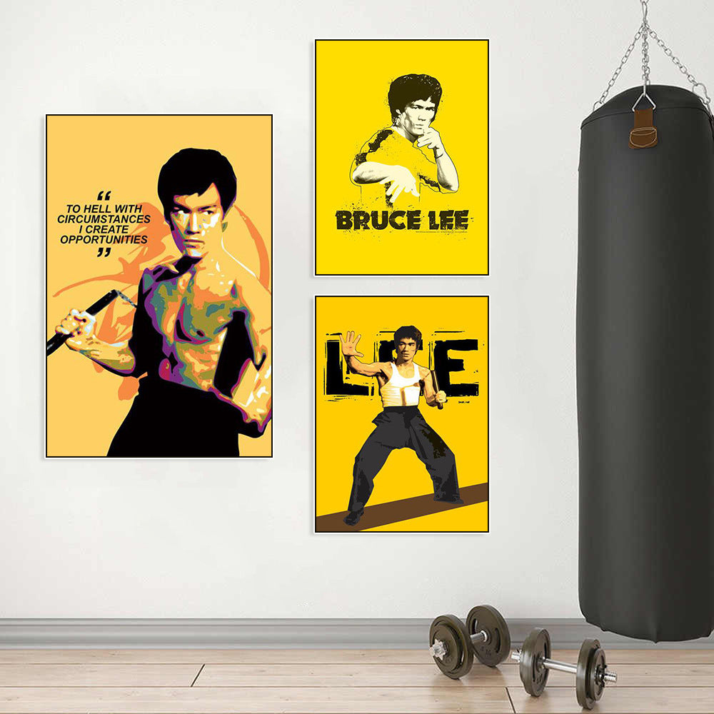 Bruce Lee poster decorative painting martial arts boxing gym taekwondo sanda inspirational gym hanging painting bedroom study mural